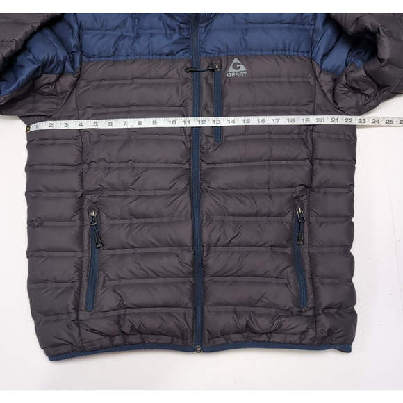 Gerry Down 650 Fill Power Puffer Jacket Men's Size M Blue Gray Full Zip Packable - Picture 10 of 15